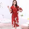Extra Large Silk Kimono Robe with Crane Print - Plus Size Bridal and Homewear