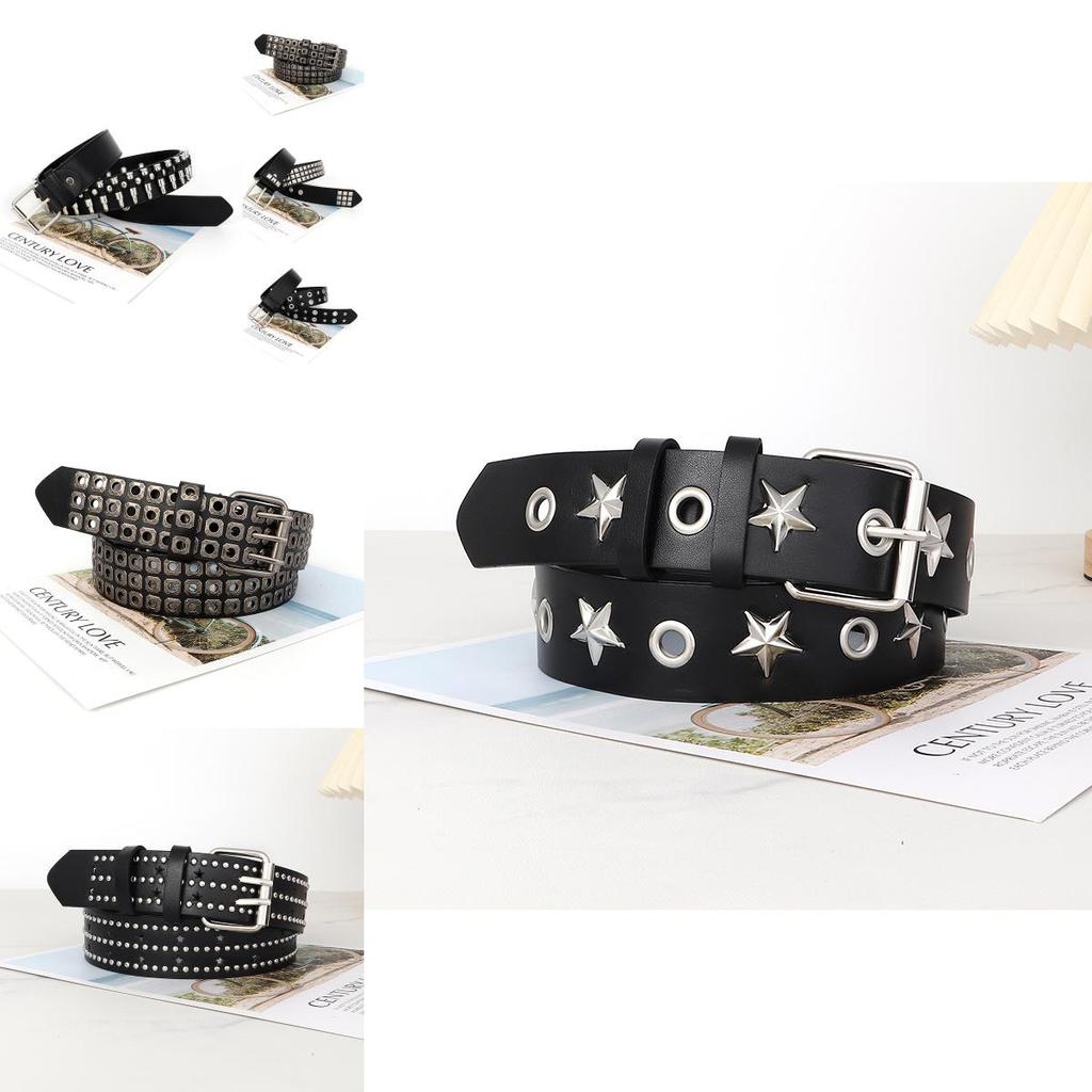 Trendy Pu Leather Belt With Hollow Out And Punching Design For Fashion And Work