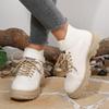 2025 Trendy Dames Mid-Calf Sneeuwschoenen met Fleece Voering: Verdikte, Warme, Eendelige Bont Winter Schoenen