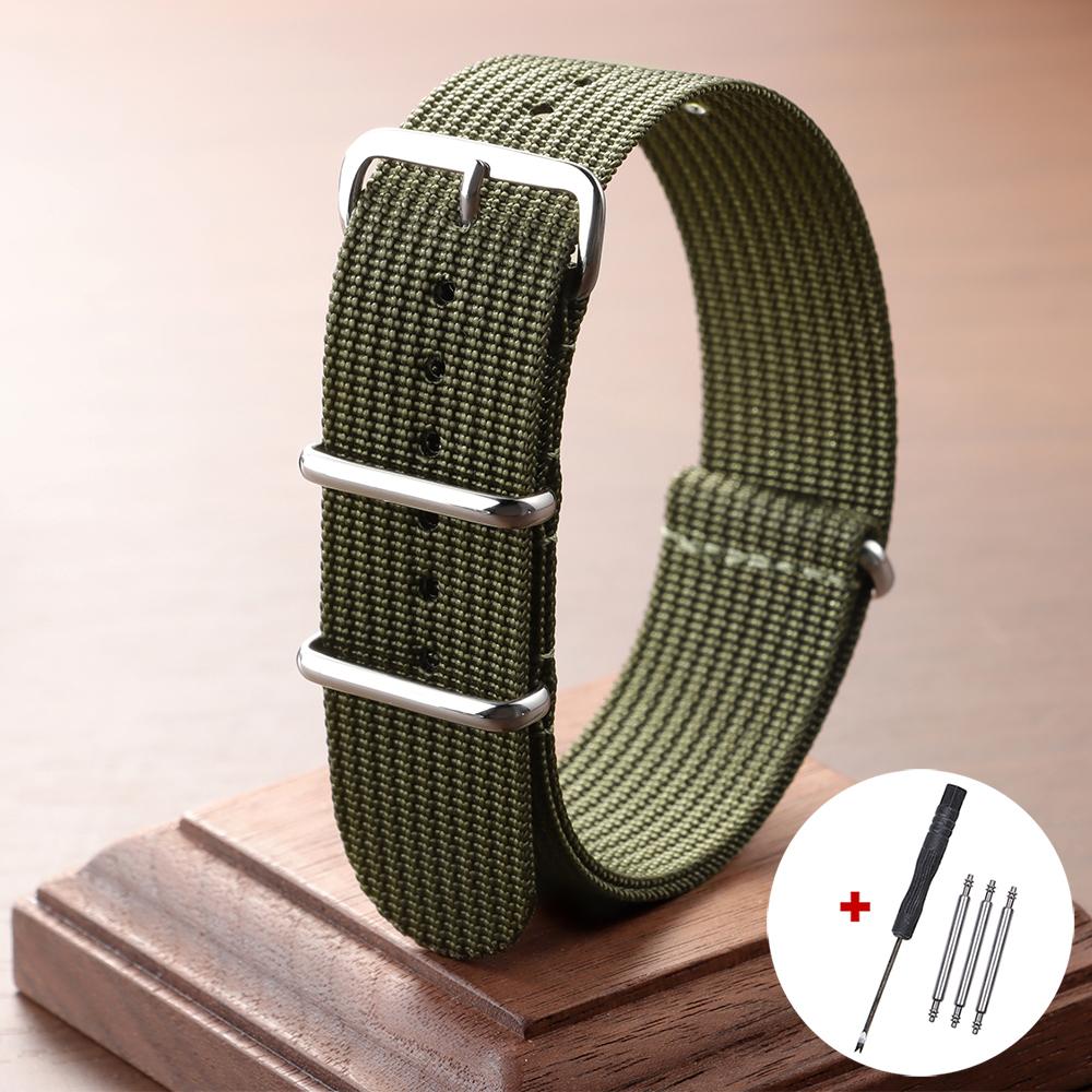 18mm 20mm 22mm Nylon Army Sports Band for Omega for Seiko Nylon Fabric Belt Accessories Pin Buckle Band Green Black Watch Strap