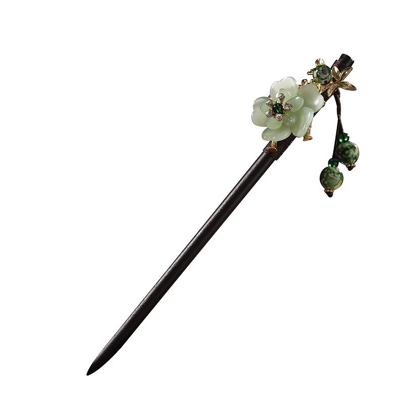 Vintage Tassel Wooden Hairpin for Women - Imitation Ebony Hanfu Accessory, Ancient Style Costume Hairpin