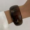 SHIXIN Vintage Brown Beige Resin Thick Bangle Bracelet for Women Punk Irregular Acrylic Wide Bangle Fashion Jewelry Accessories