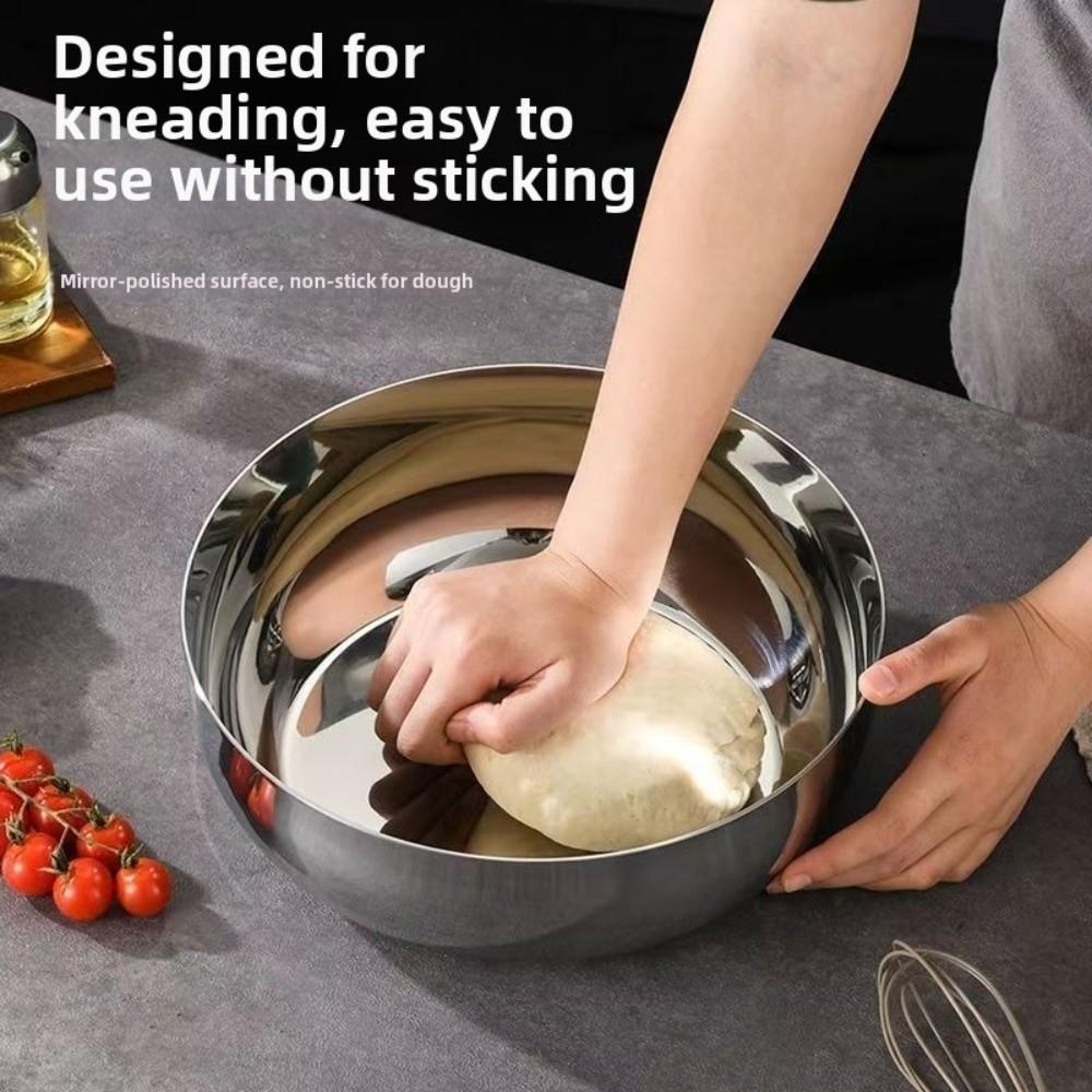 Stainless Steel Flour Mixing Bowl without Lid Gold Silver Soup Salad Bowl Multi Purpose Large Capacity Cooking Basin