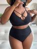 Damen einfarbiger Badeanzug Badeanzug Zweiteiler Strandmode Bikini Übergröße Badeanzüge