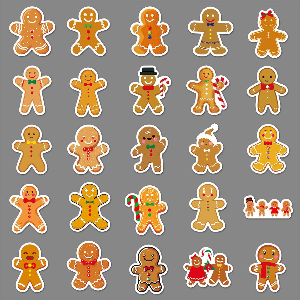 50 Gingerbread Man Personalized Christmas Creative Sealing Stickers for Decorating Suitcases and Phone Cases