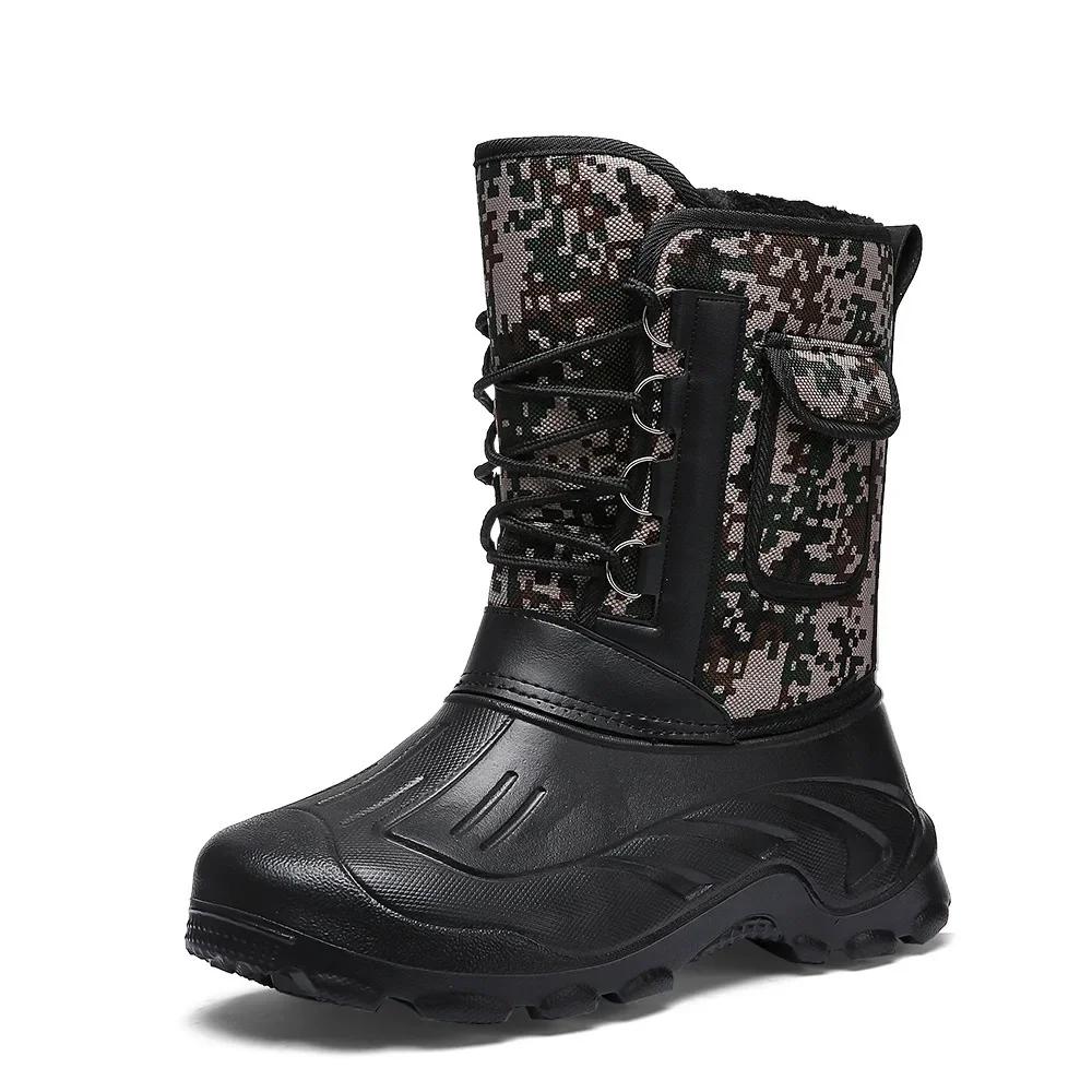Outdoor Sports Men Boots Winter Waterproof Shoes for Men Light Rain Boots Fur Fishing Boots Winter Snow Boot New Male Footwear