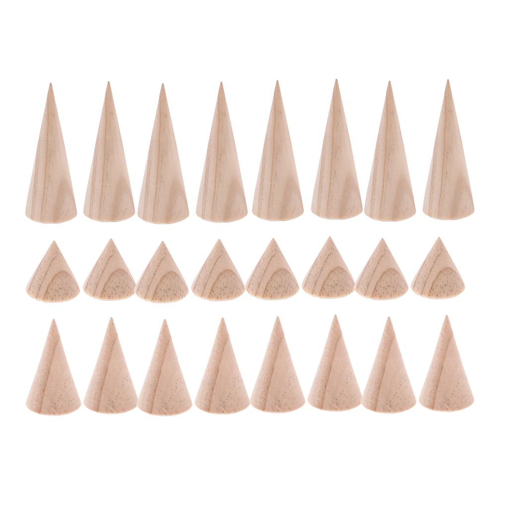 

24 шт. неокрашенных конусных деревянных колец, подставка для дисплея 3/5/8 см 3cm,5cm