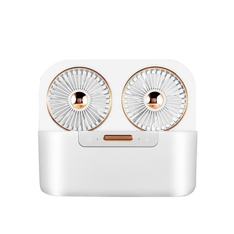 Portable USB Double-Blade Air Conditioner Fan with Water Cooling and Humidifying Spray белый