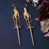 Gothic Retro Sword Chain Pendant Earrings with Long Handle