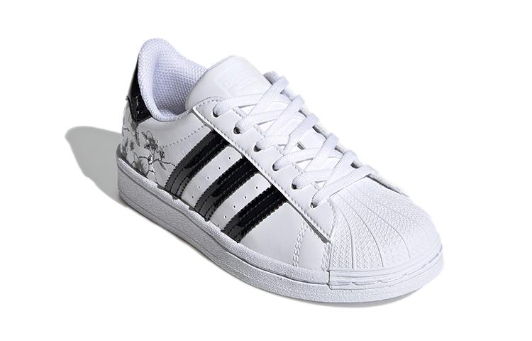 adidas Originales SUPERSTAR Calzado de Skateboarding para Niños Bajo de Estampado Floral Resistente al Desgaste Blanco Niños de 3 a 7 Años FW0777