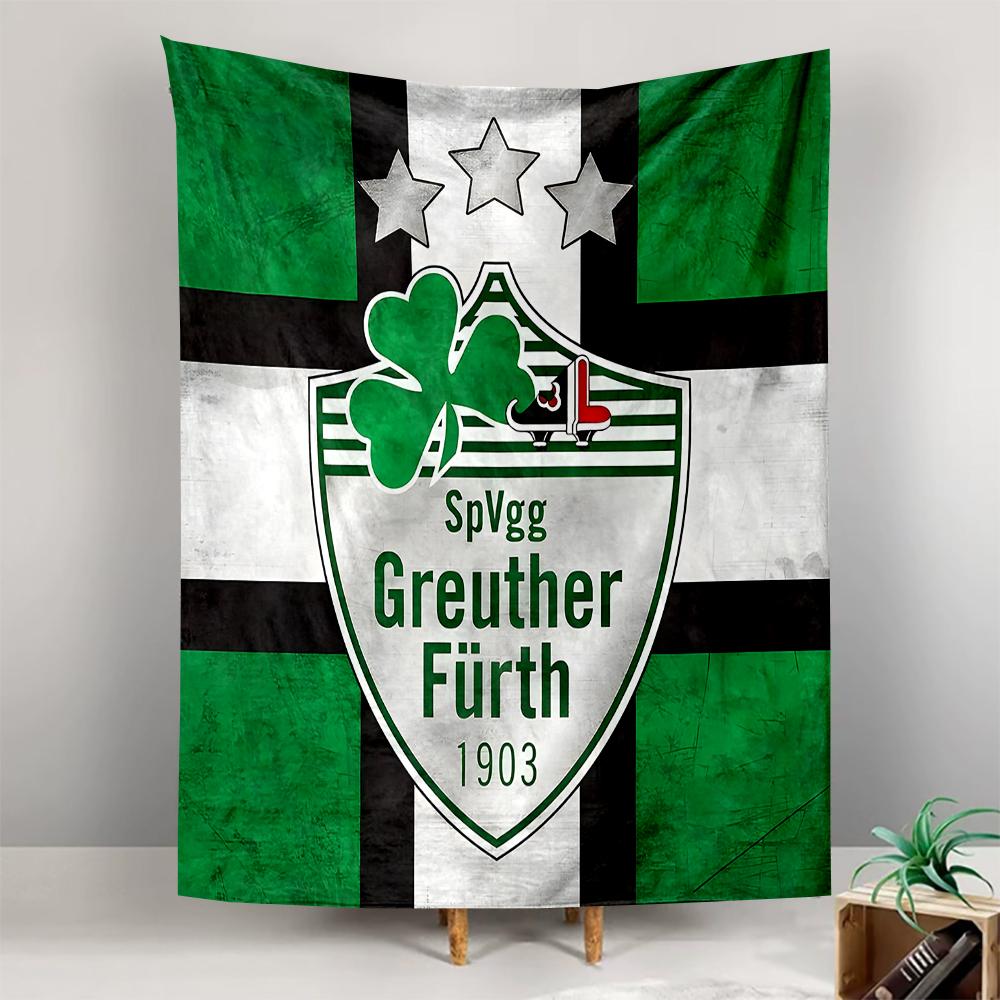 Vertical Tapestry Greuther Furth 1903 Crest Green White Clover German Football Wall Hanging