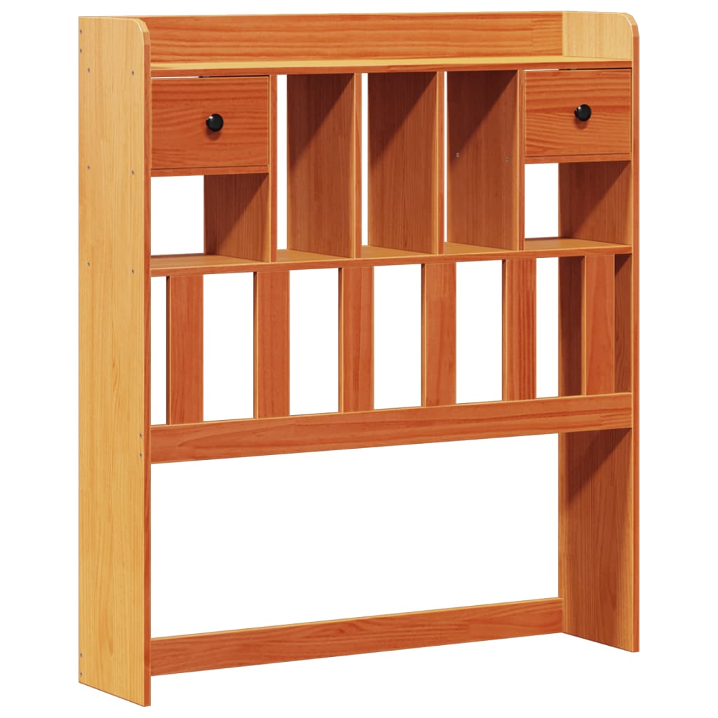 Solid Wood Bed with Shelf Without Mattress Wax Brown 75 x 190 cm