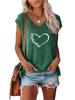 Women Fashion V Neck Printed T-shirt Summer Casual Short Sleeve Top