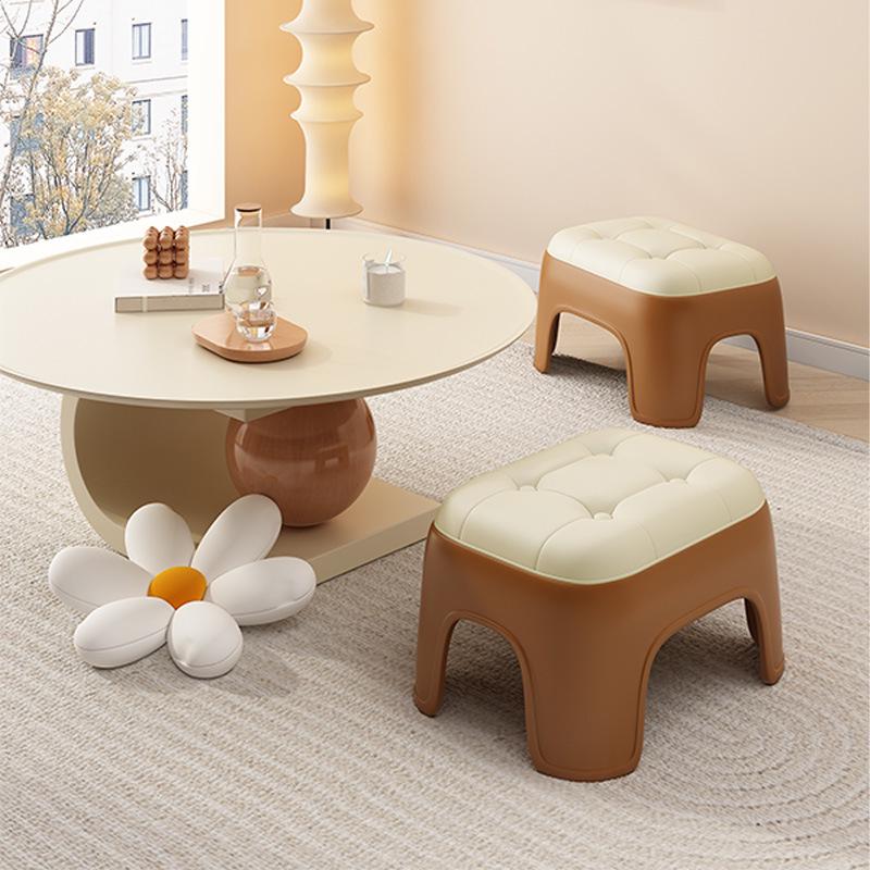 Plastic Stackable Small Stool for Living Room, Bathroom, or Kindergarten - Thickened, Low, and Square Design.