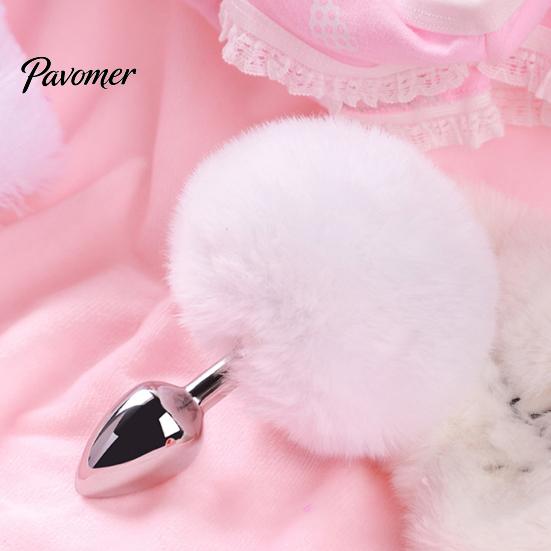 Beginner Friendly Anal Trainer Mini Bunny Tail Butt Plugs, Small Plugs for Beginners, Silicone Compact Stimulating Device Sex Toy with Faux Fur Tail,