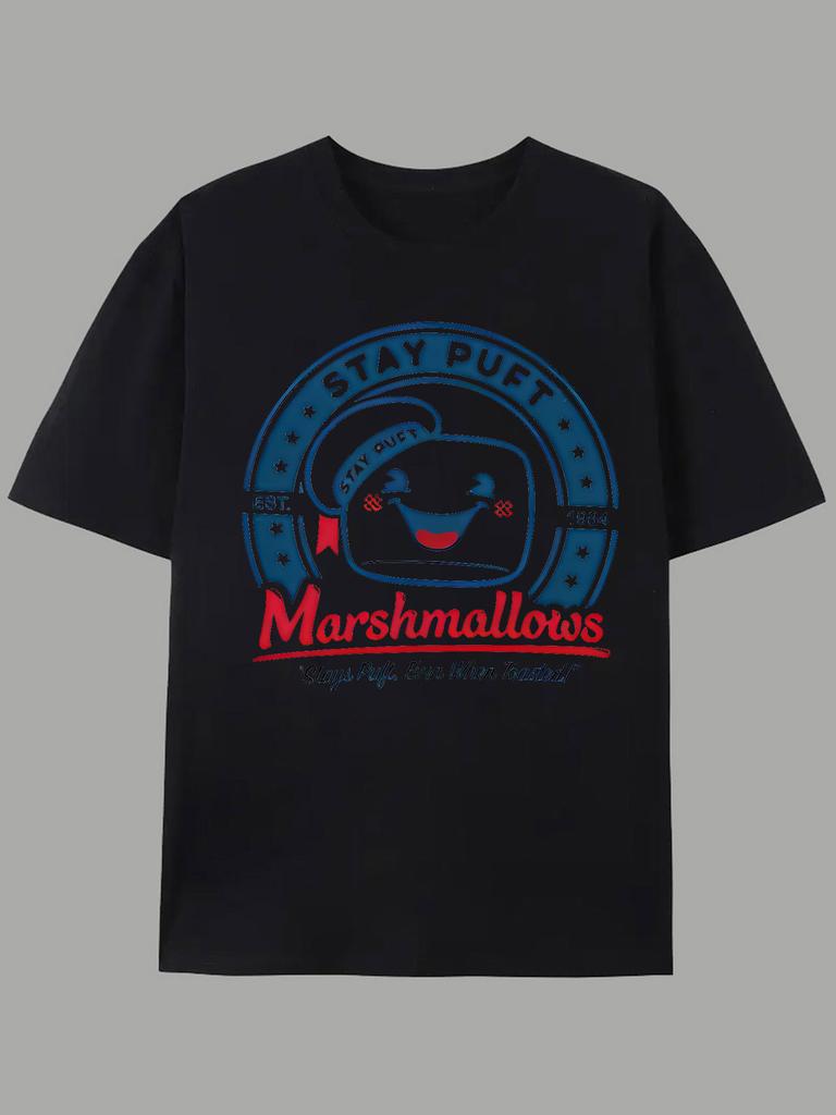 Marshmallows Brand Print TShirt 100 Cotton ONeck Short Sleeve Summer Casual Mens Tshirt Streetwear