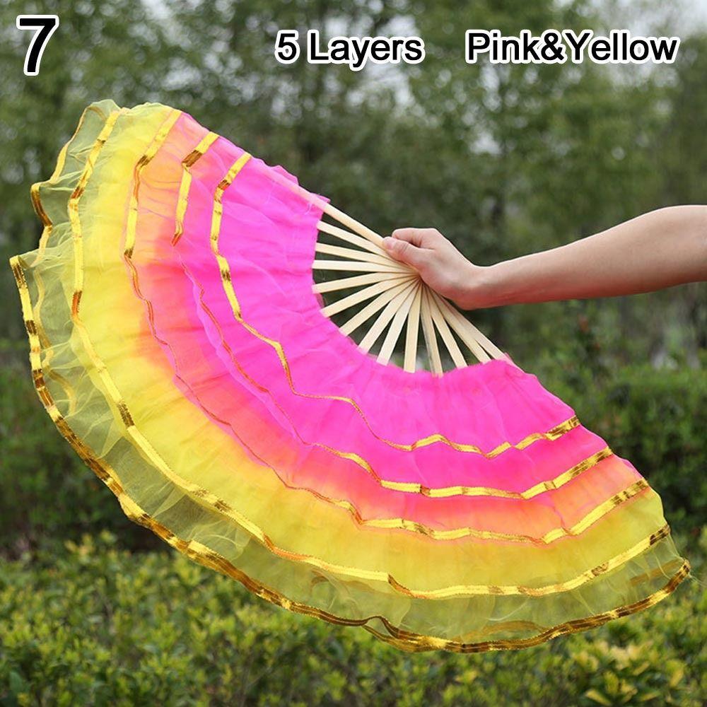 

Hot Sell Long Imitation Gradient Color Long Silk Fans Rayon Silk Fans Silk Fans Belly Dancing Fan 7