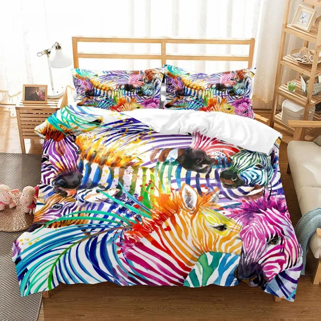 Tropical Birds Duvet Cover Watercolor Hummingbird Flowers Twin Bedclothes Exotic Wildlife White Abstract Polyester Qulit Cover