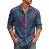 Men's Long Sleeve Hawaiian Shirt Lobster Print Button Down Collar Casual Beach Shirt for Summer Vacation and Outdoor Activities
