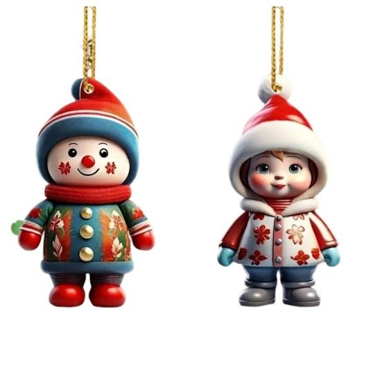 Kalėdiniai papuošimai Animacinis Sniego senis/Kalėdų Senelis Kalėdinės eglutės pakabinamas papuošimas Šventinė akrilinė dekoracija Kalėdoms, Valentino dienai, žiemos vakarėlio reikmenys