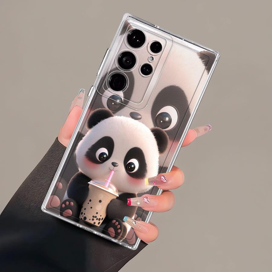 Coque de téléphone pour Samsung Galaxy S26 S20 Plus S21 S25 Edge S23 Ultra Note 20 Ultra 10 S24 S22 FE Panda Mignon