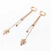 Purple Gold Round Bead Fringed Long Earrings, Luxury Shiny Rose Gold-Plated Car Flower Maple Leaf Earrings.