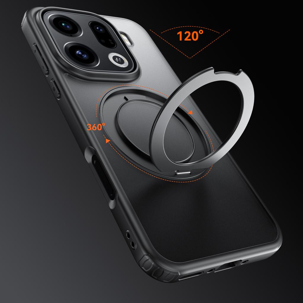 360° Rotating Magnetic Metal Stand Phone Case For OPPO Find X9 Pro X9s X9Ultra Translucent Frosted Shockproof Cover Coque Fundas