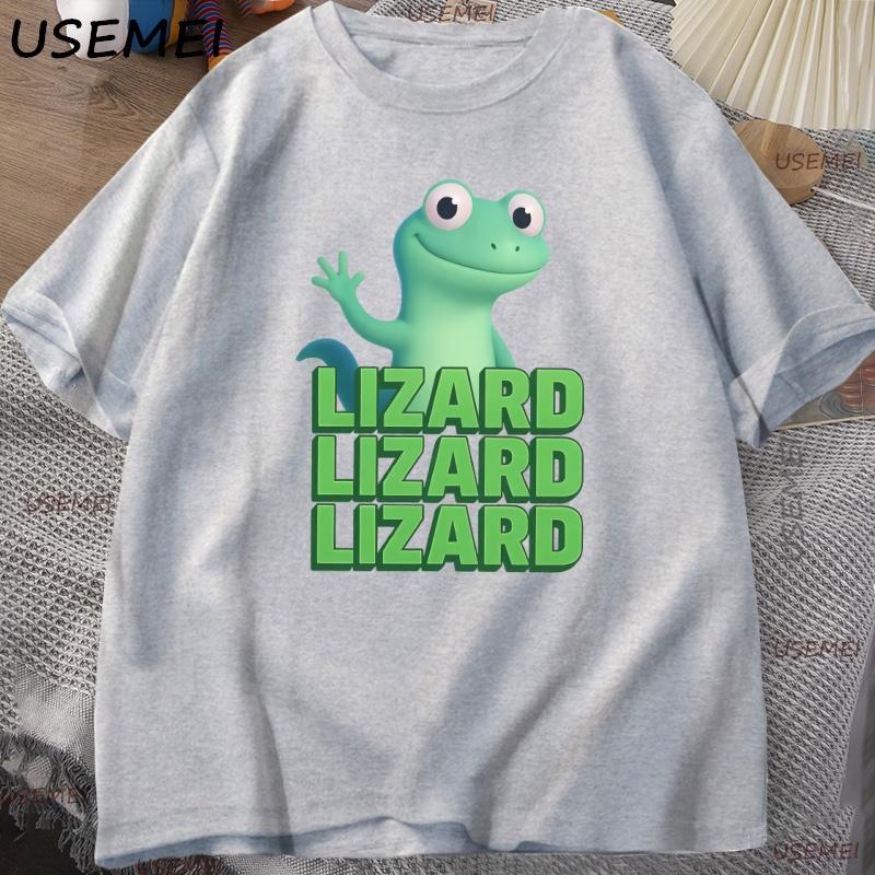 Lizard Lizard Meme T-Shirt for Men Funny Weirdcore Y2K Clothes Casual Loose Short Sleeve Cotton T Shirt Round Neck Tops