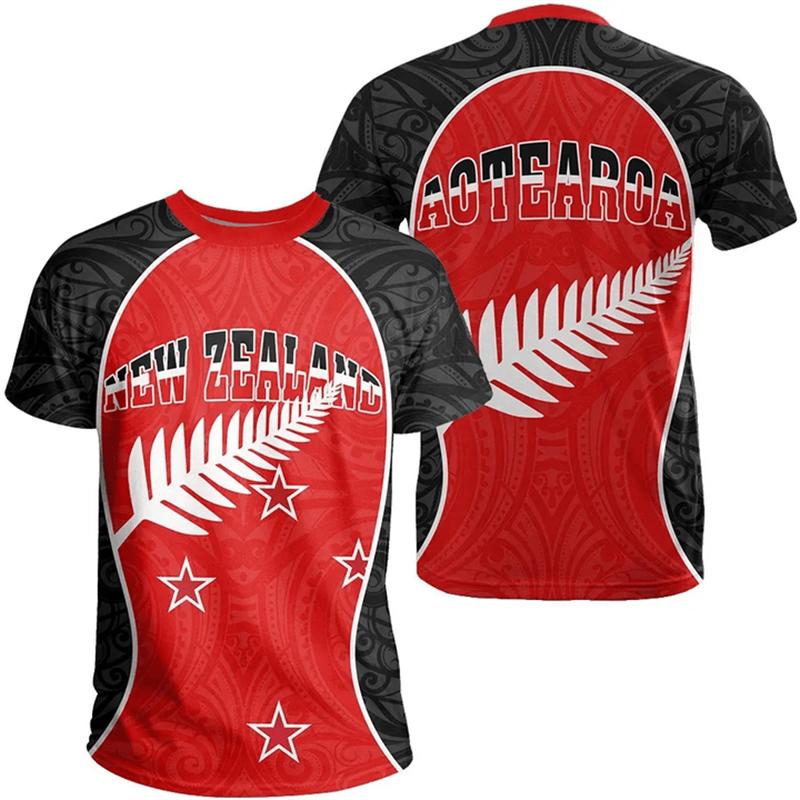 New Zealand Flag Map Graphic T Shirts Silver Fern National Emblem