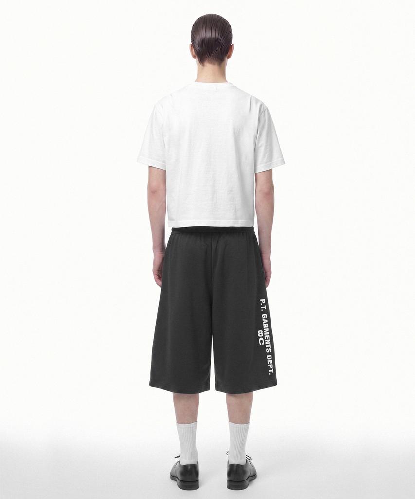 PRINOAR Multi-Logo Semi-Crop Short Sleeve T-Shirt - White