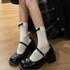 Velvet Bow Ballet Girl Medium Tube Socks Two Wear Pile Socks White JK Socks Lolita Socks Calf Over Knee