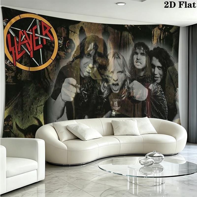 Slayer Band Wall Tapestry Aesthetic Wall Hanging Printed Fabric Blanket Decorative Tapestries for Bedroom Living Room Home Decor