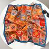 New spring and summer light and breathable 61 * 61cm square scarf versatile printed mulberry silk cotton blended women's silk scarf