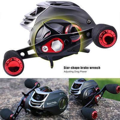 Mulinelli da pesca Baitcasting Doppi freni ad alta velocità Basso profilo 11 +1 Cuscinetti schermati Mulinello da casting