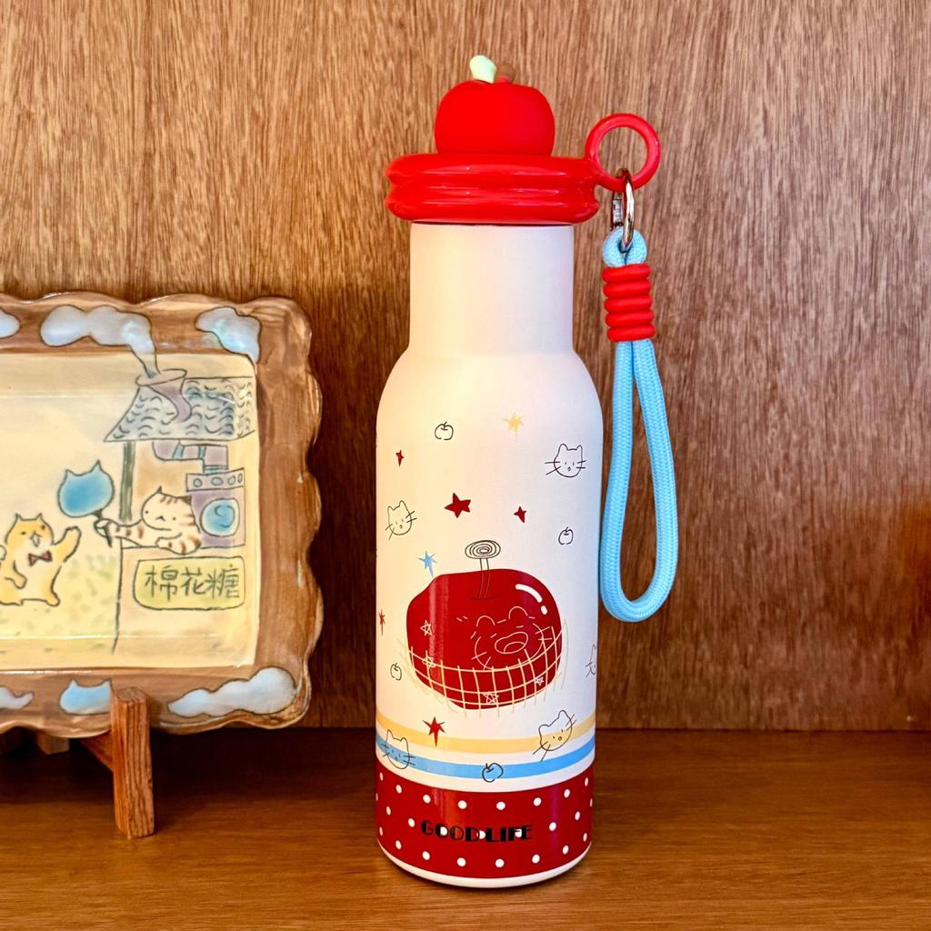 Water bottle Apple Paradise thermos cup female high value portable stainless steel cartoon double drinking cup