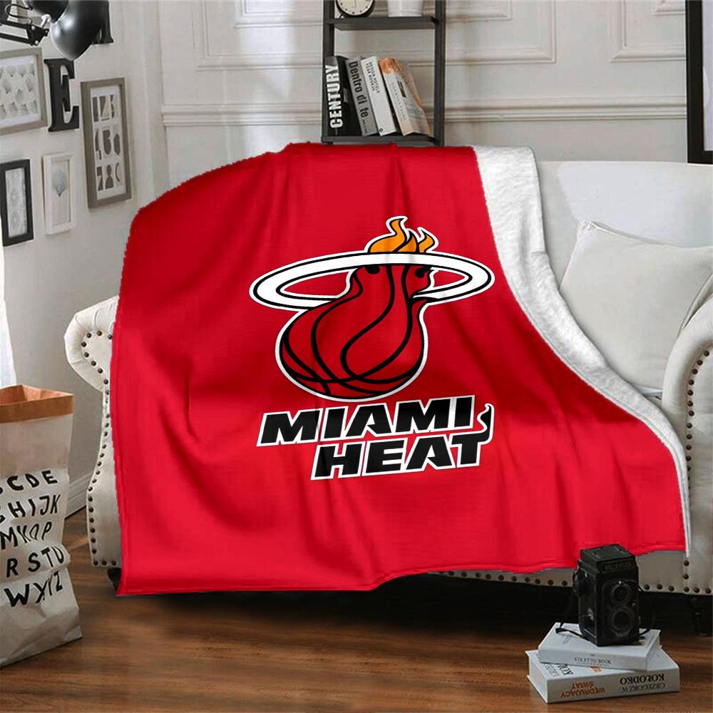 Miami Heat Theme Printed Blanket - Perfect for Couch, Bed, Travel & Outdoor Use | Machine Washable, Cozy & Durable.
