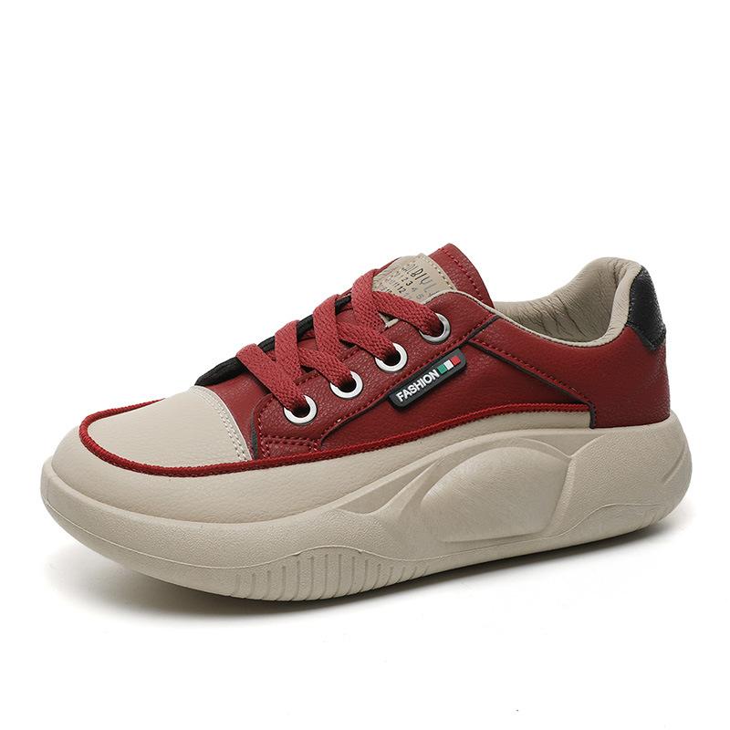 [Customized] F5858 new simple casual women's shoes spring and autumn Korean version breathable board shoes heightened thick sole versatile