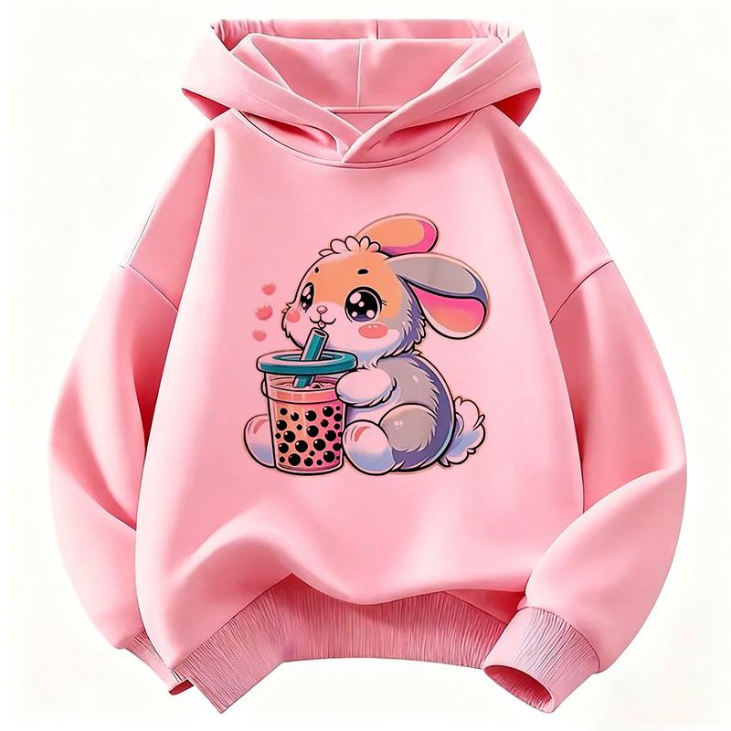 2026 Cute Rabbit Graphic Hoodie Kids Children's Sweatshirt Hoody for Boys Girls Casual Hoodies Clothes