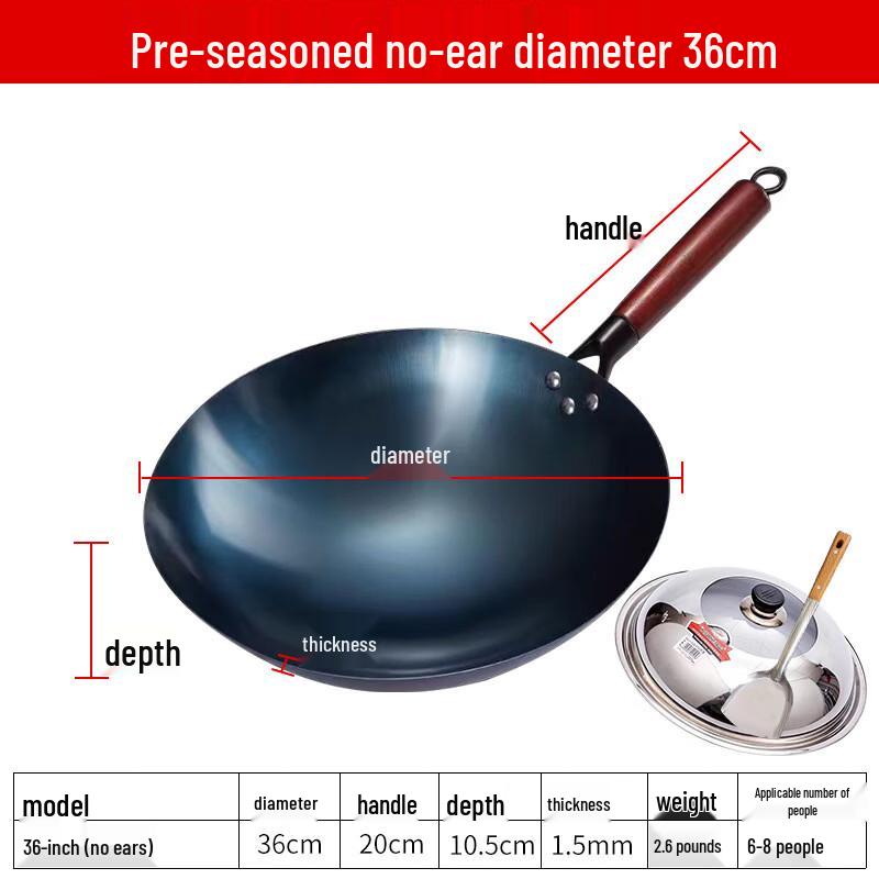 Chef s Uncoated Wrought Iron Round Bottom Stir-fry Wok