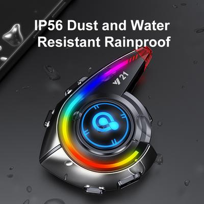 Motorrad Bluetooth Helm Headset Y21 Wasserdichtes Moto Kopfhörer mit RGB Beleuchtung Geräuschunterdrückung Kabelloses Motobike Ohrhörer