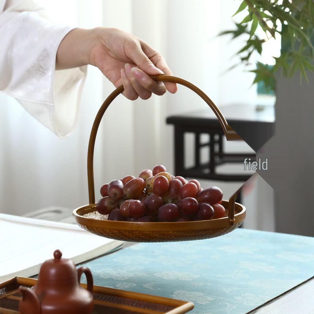 Multi-Layer Bamboo Hand-Woven Basket Display Stand for Fruits, Tea, and Pastries