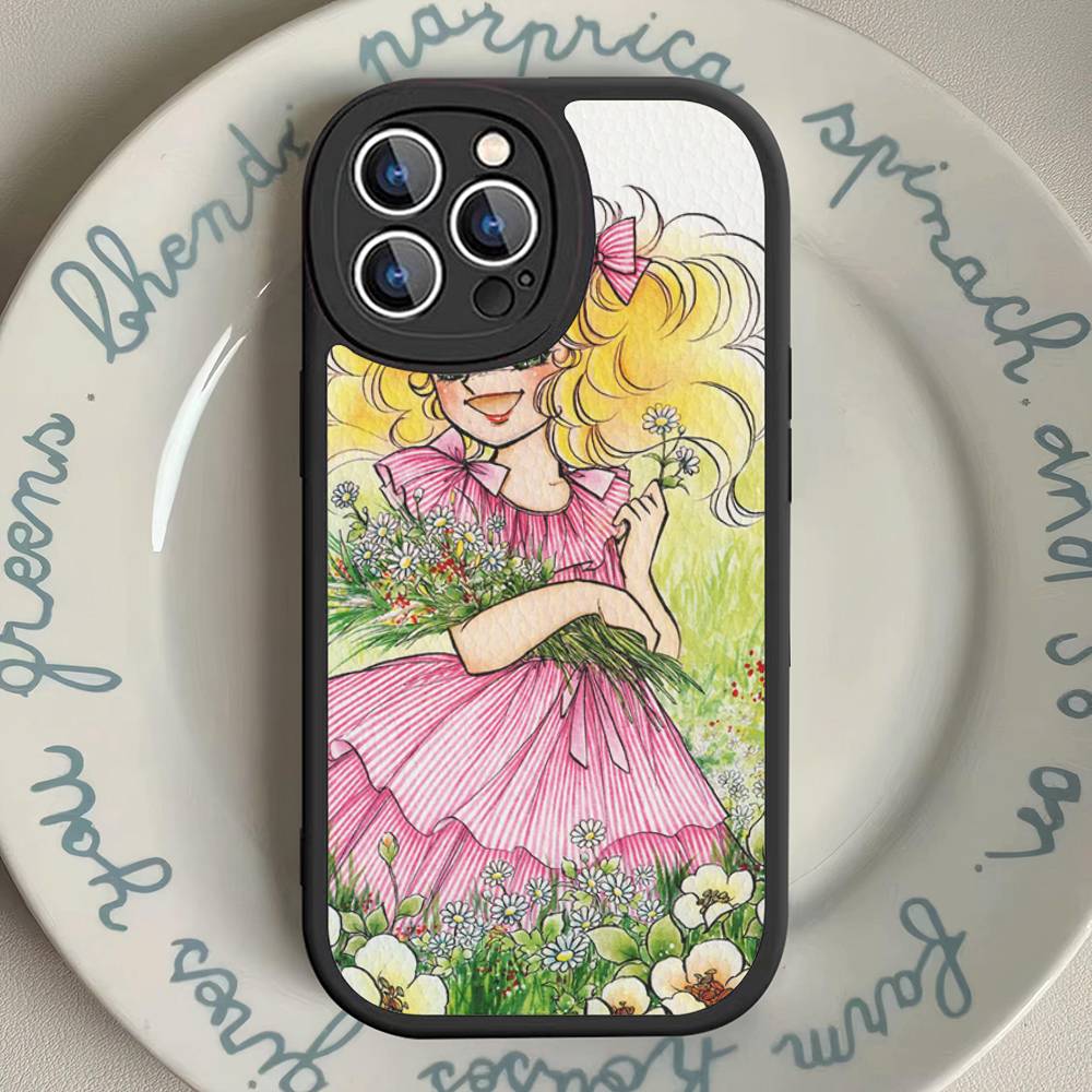Manga Candy Phone Case For IPhone 16 15 14 13 12 11 Pro Max Plus Leather Soft Cover