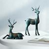 2 Deer Figurines Reindeer Sculptures Gifts Art Ornament Couple Elk Statues for Tabletop Home Decor