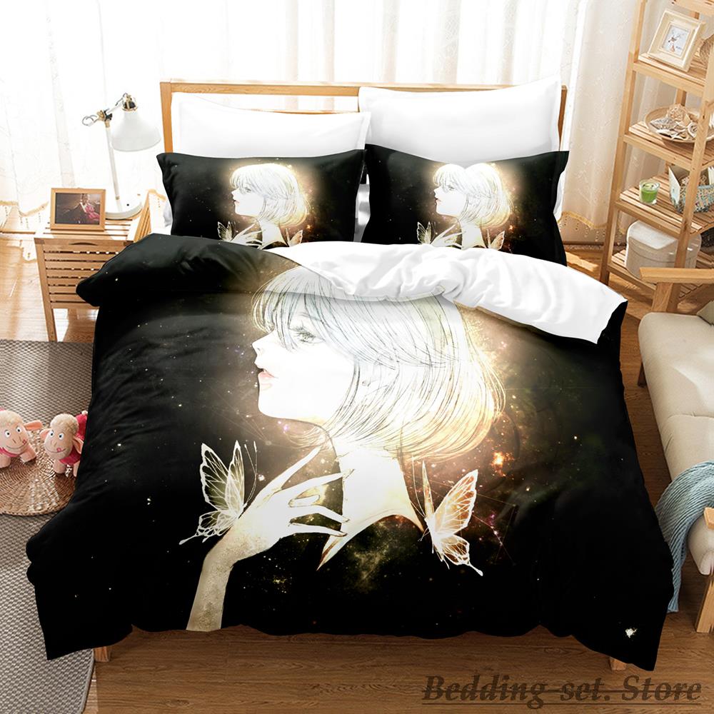 2023 Houseki No Kuni Bedding Set Single Twin Full Queen King Size Bed Set Adult Kid Bedroom Duvetcover Sets Anime Bed