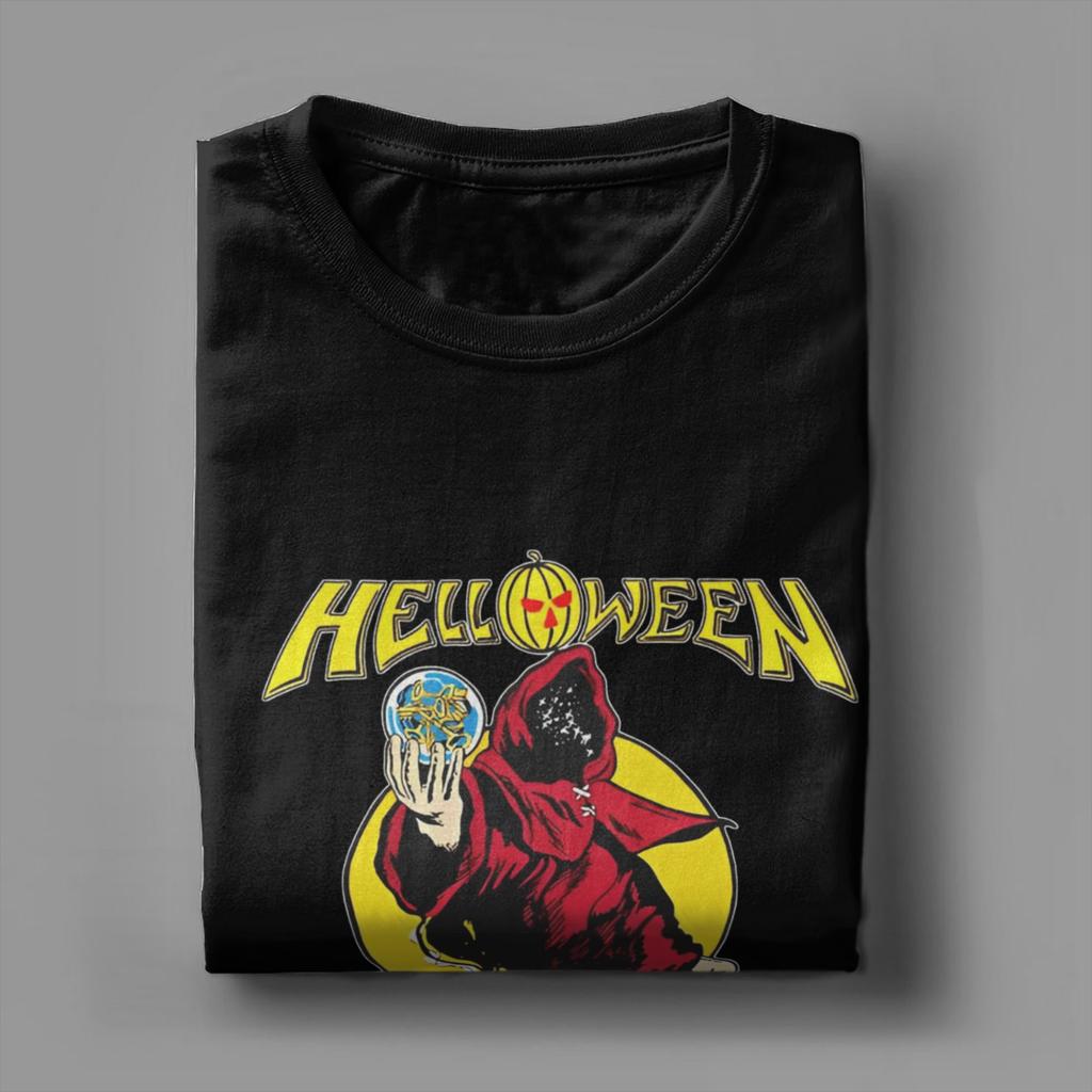 Heavy Metal Helloween Kapela Pánské Bavlněné Vintage Tričko s Kulatým Výstřihem Německé Power Rockové Tričko s Krátkým Rukávem Oblečení Plus Size