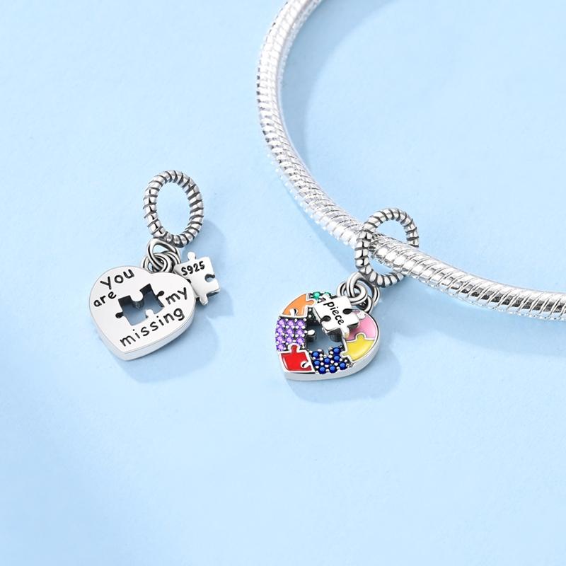 Fit Original Bracelet Copper Colorful Puzzle Pendant Charms Beads For Women Jewelry Making Gift