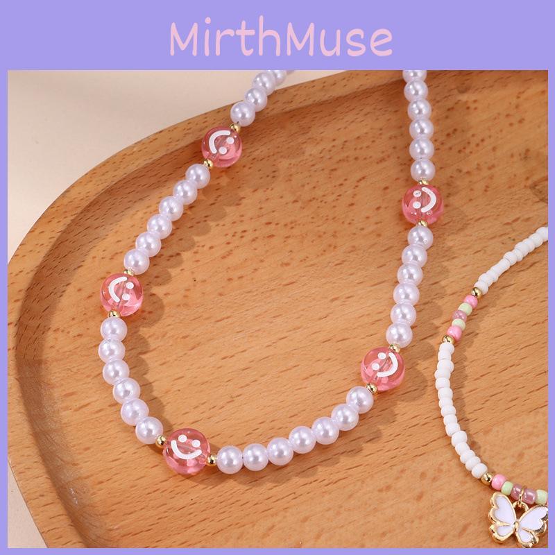 Multi Layer Glass Pearl Necklace With Geometric Shape For Women Accessories