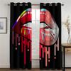 3D Sexy Rainbow Abstract Art Mouth Girl Light Filtering Drapes Window Curtains for Living Room Bedroom 2 Pieces Decor