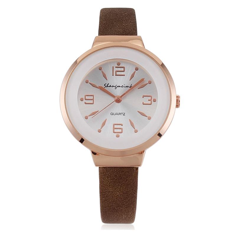 

Популярна корейська версія модних жіночих годинників жіночі годинники годинник ремінь тонкий ремінець цифровий нова модель темно-коричневого кольору