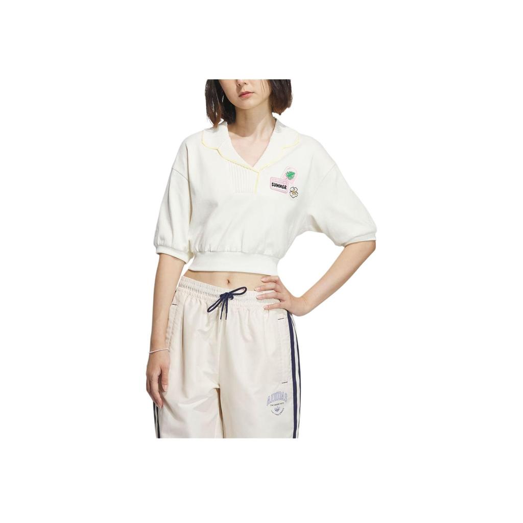 adidas Originals Holiday Play Poloshirt mit Buchstabenmuster Damen Tops Off-White IW6299